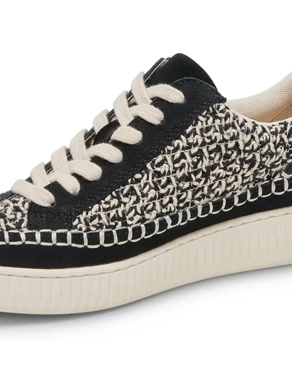 NWT DOLCE VOTA Nicona Sneaker Woven Black and Cream Women's Low-Top Sneaker
